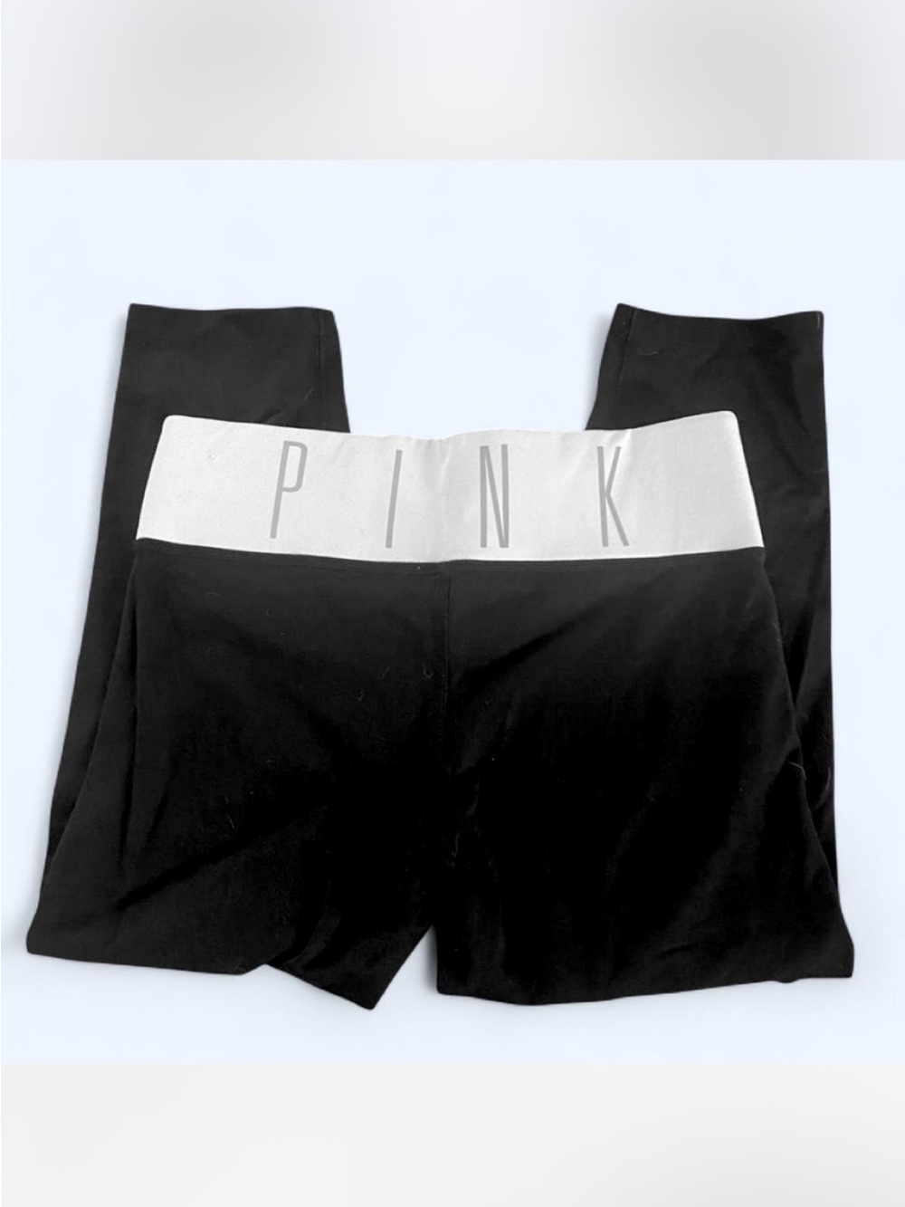 PINK Victoria's Secret Black Leggings with White Logo Waistband